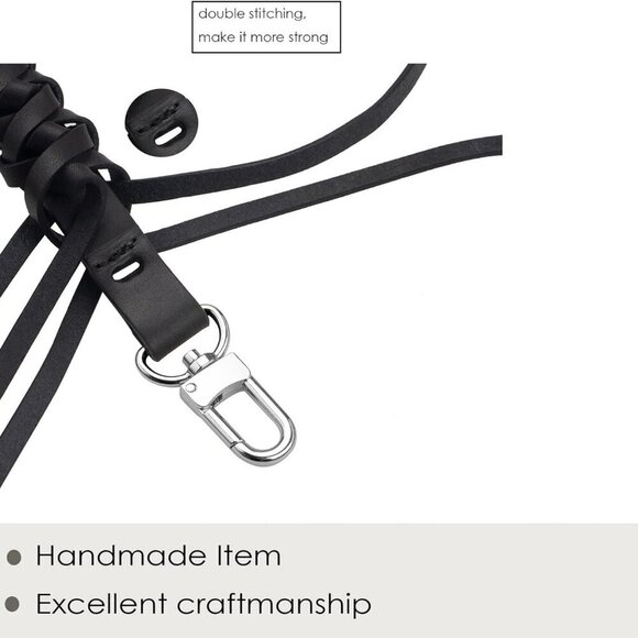 Genuine Leather Braided Bag Strap for LV Neonoe Metis Noe BB Hobo Black main image 4